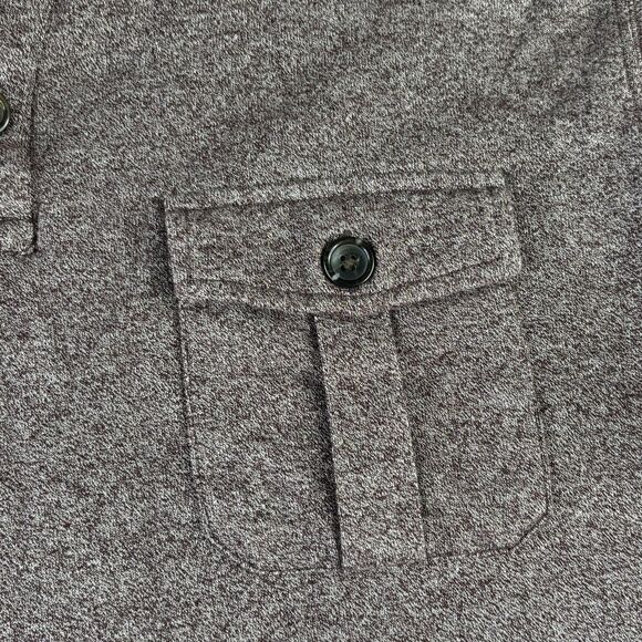 Banana Republic Sweater Mens XL Burgundy Heather Mock Neck Button Henley Pocket - Picture 4 of 11